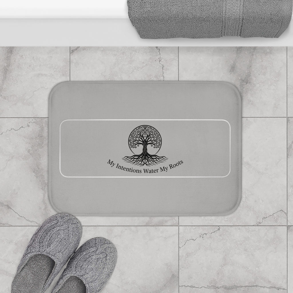 Tree of Life Bath Mat — "My Intentions Water My Roots" Inspirational Bathroom Rug