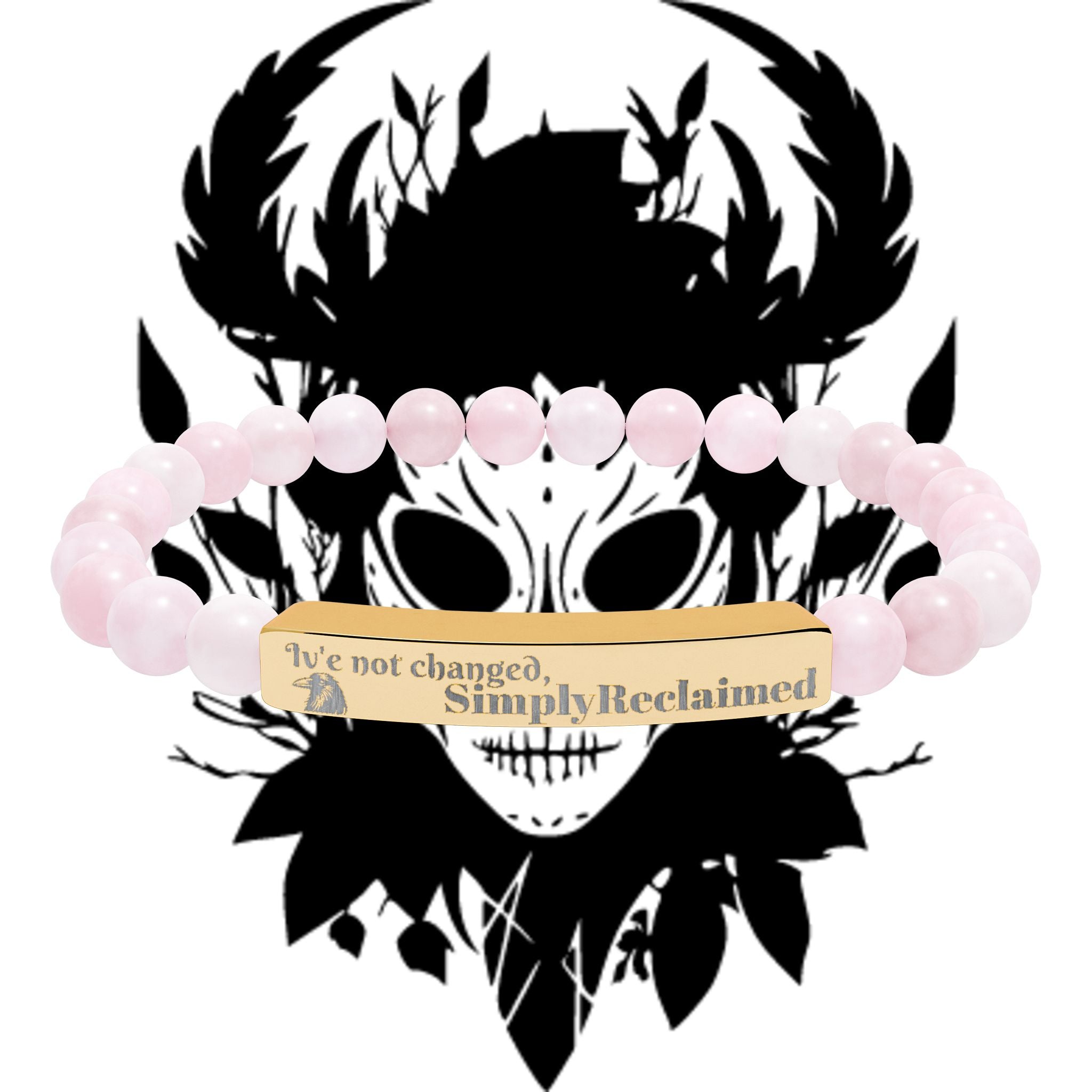 Engraved Natural Stone Bar Bracelet — Custom Inspirational Beaded Bracelet