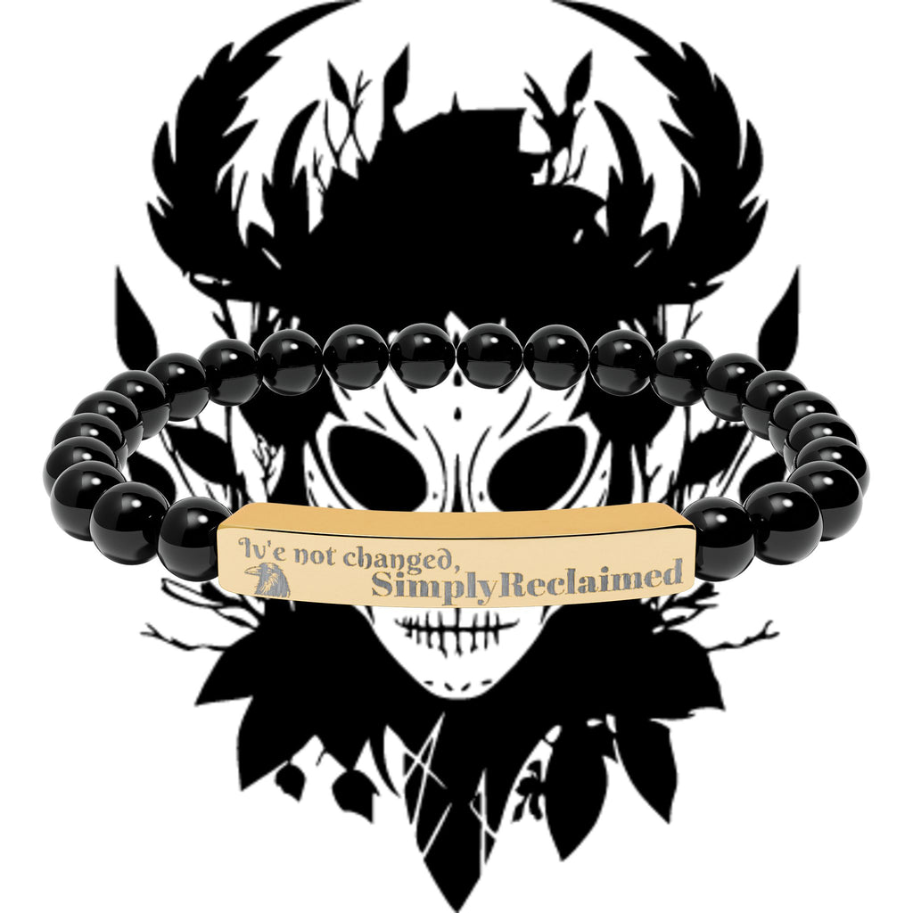 Engraved Natural Stone Bar Bracelet — Custom Inspirational Beaded Bracelet