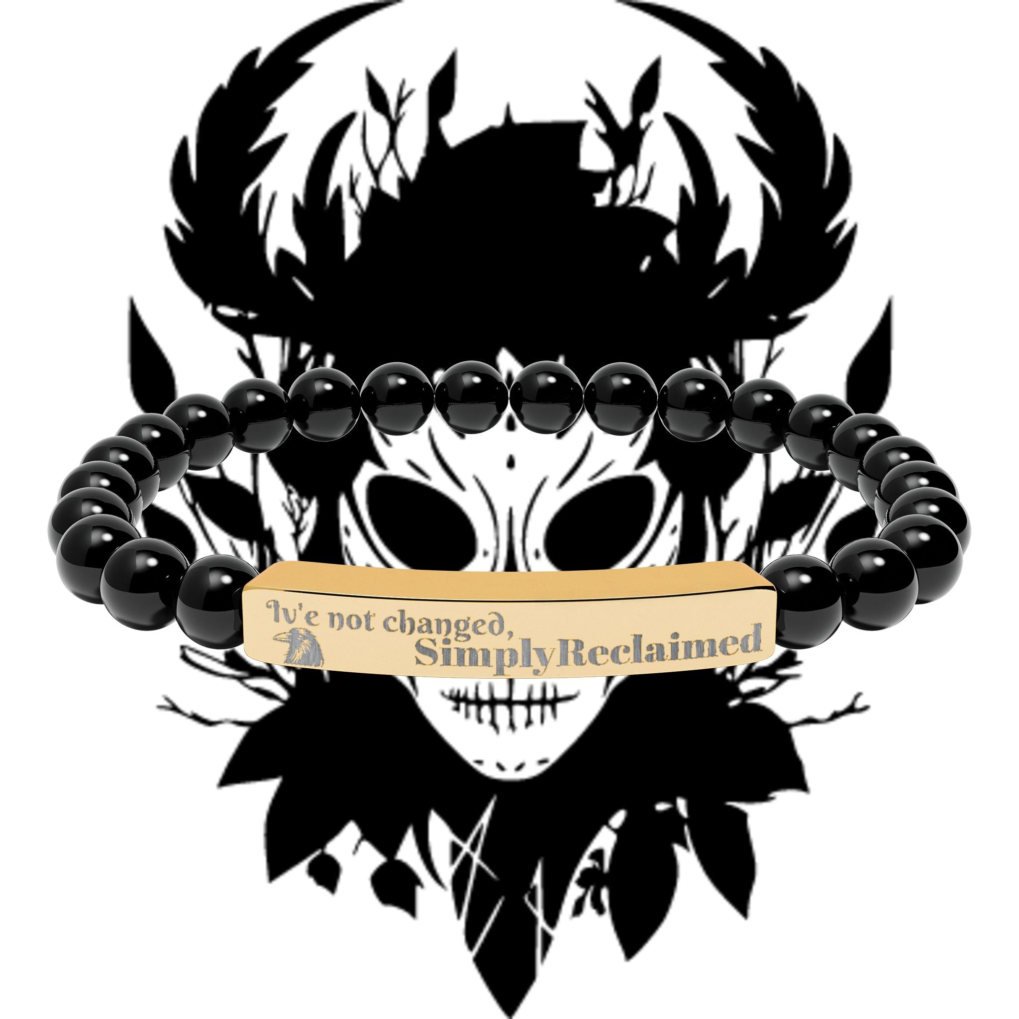 Engraved Natural Stone Bar Bracelet — Custom Inspirational Beaded Bracelet