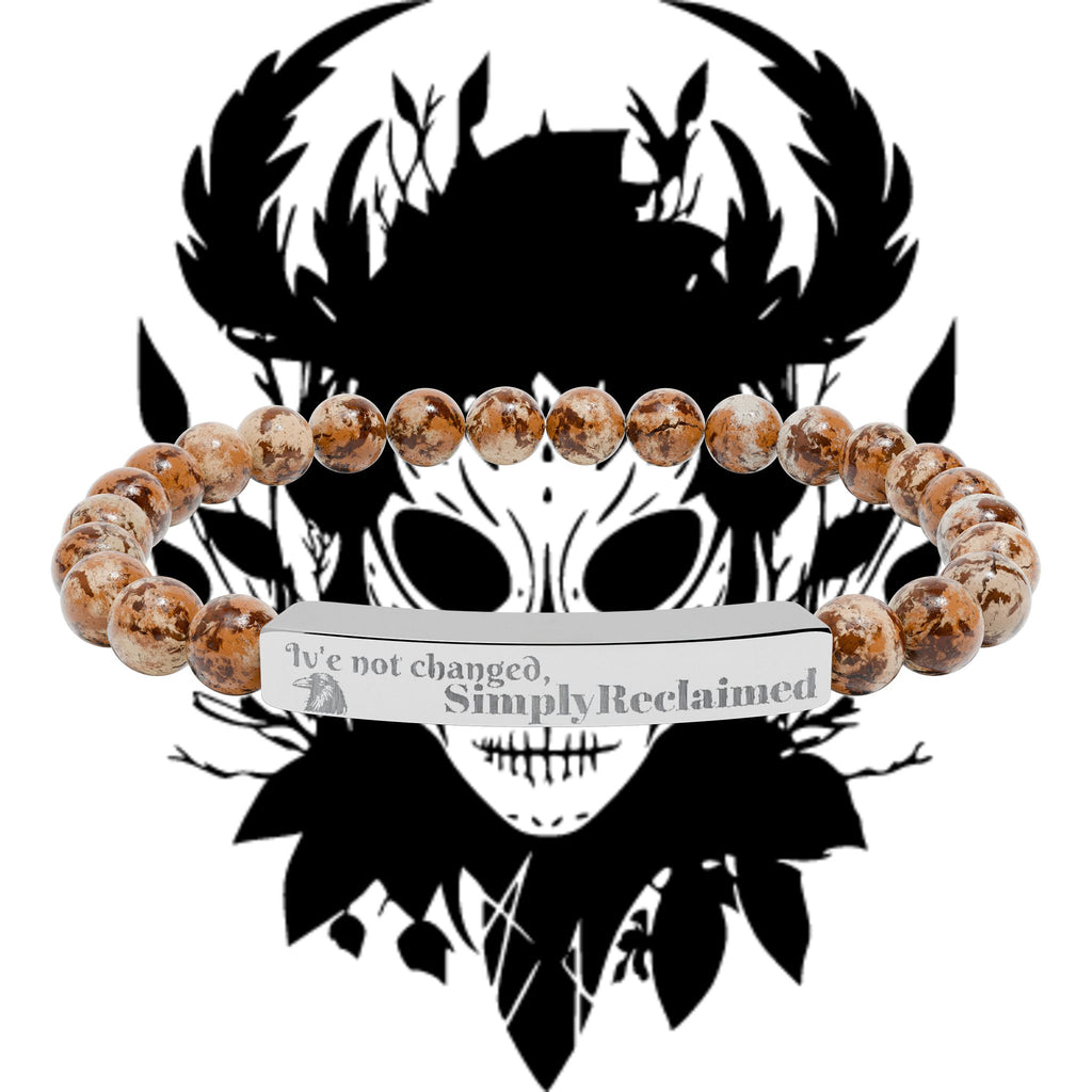 Engraved Natural Stone Bar Bracelet — Custom Inspirational Beaded Bracelet