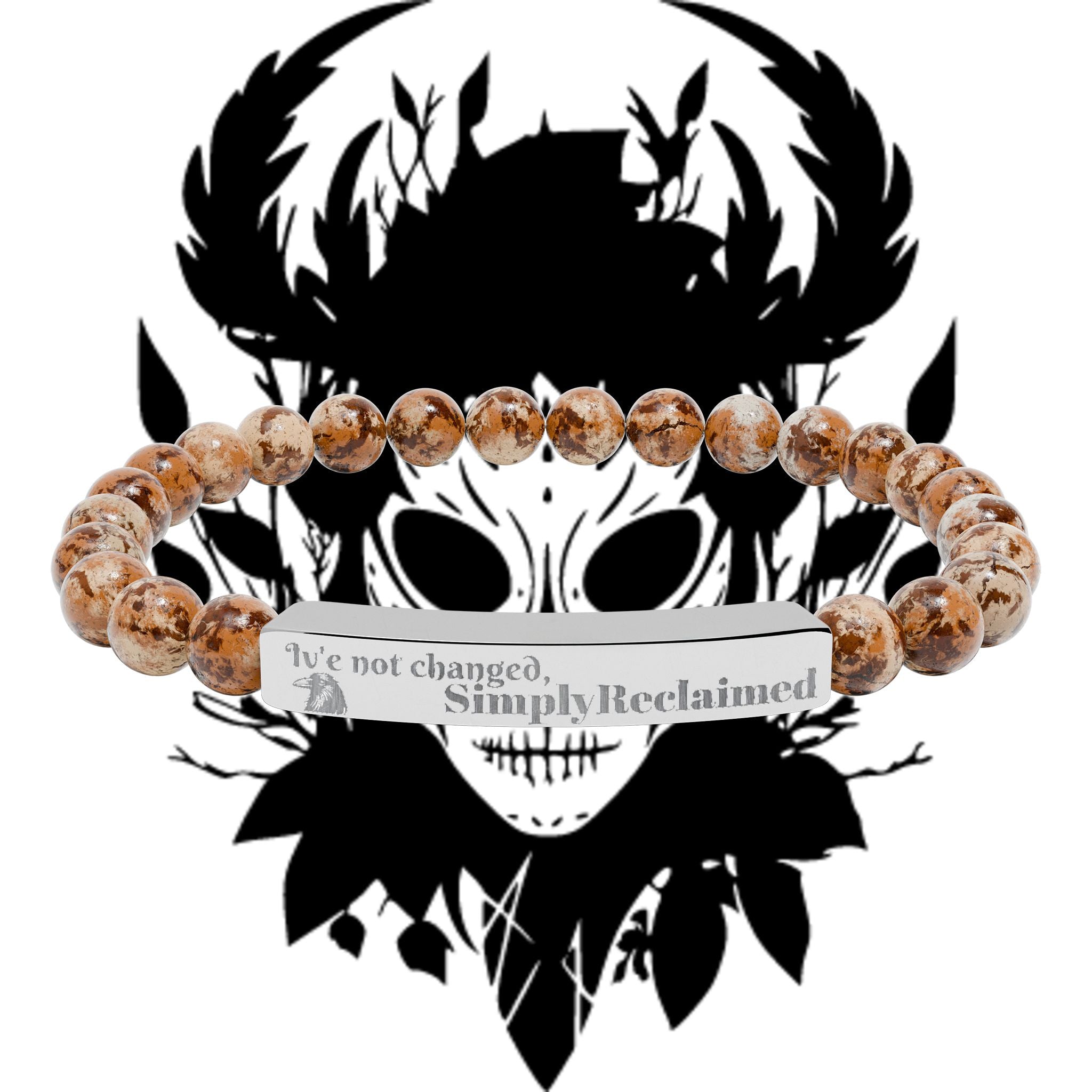 Engraved Natural Stone Bar Bracelet — Custom Inspirational Beaded Bracelet