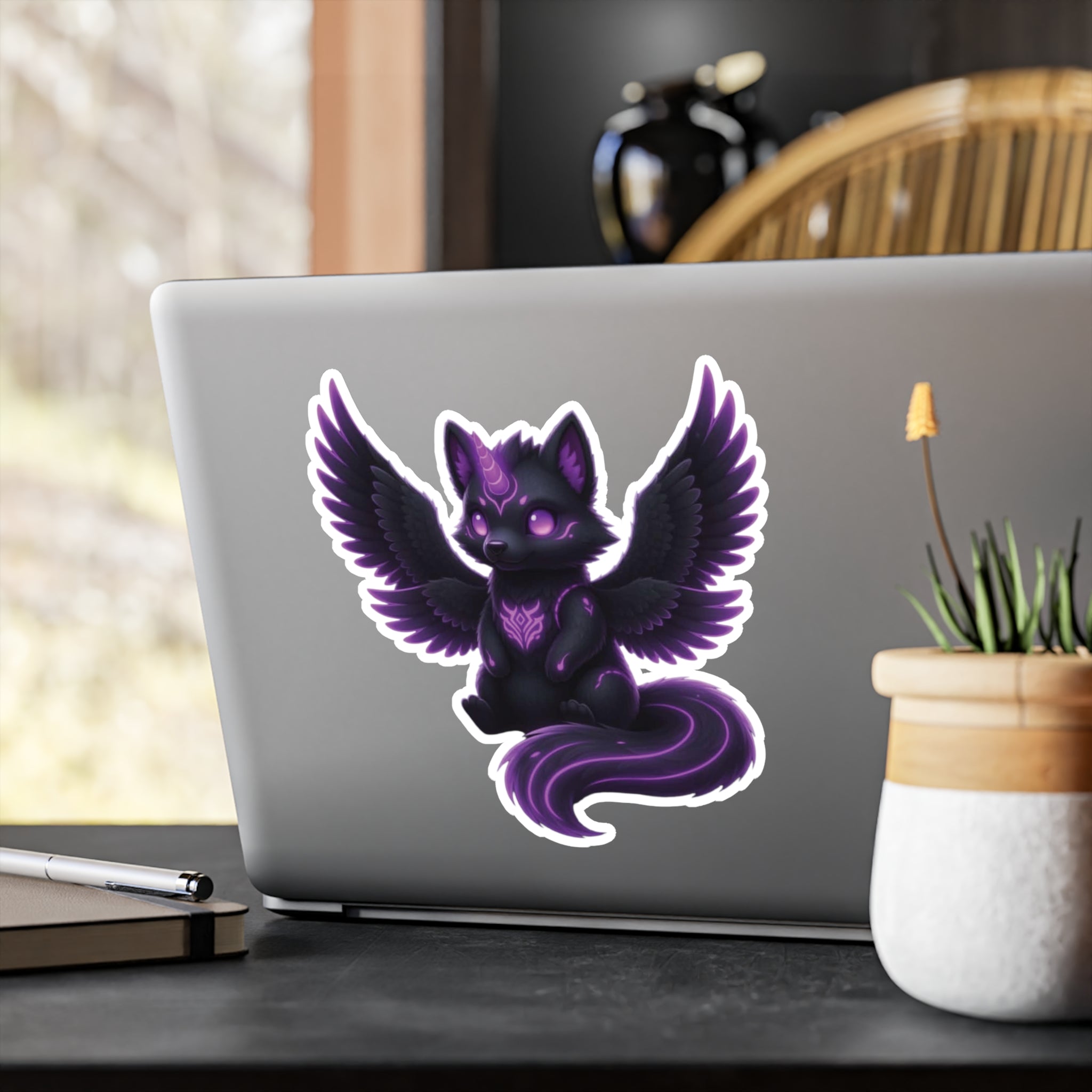 Veroki — Winged Fox Kiss-Cut Sticker | YouNiquez Dark Artz