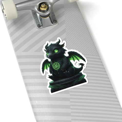 Drayvon — Neon Green Dragon Kiss-Cut Sticker | YouNiquez Dark Artz