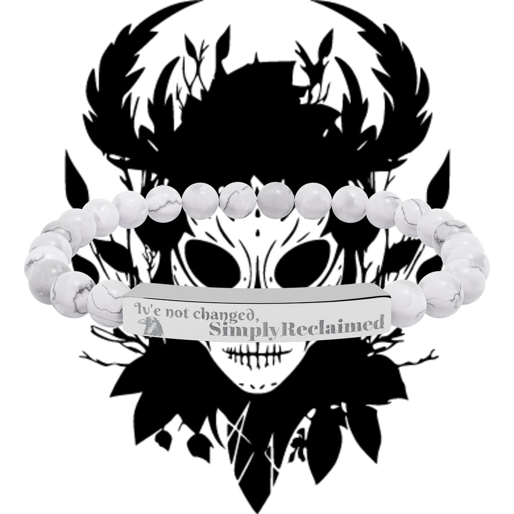 Engraved Natural Stone Bar Bracelet — Custom Inspirational Beaded Bracelet