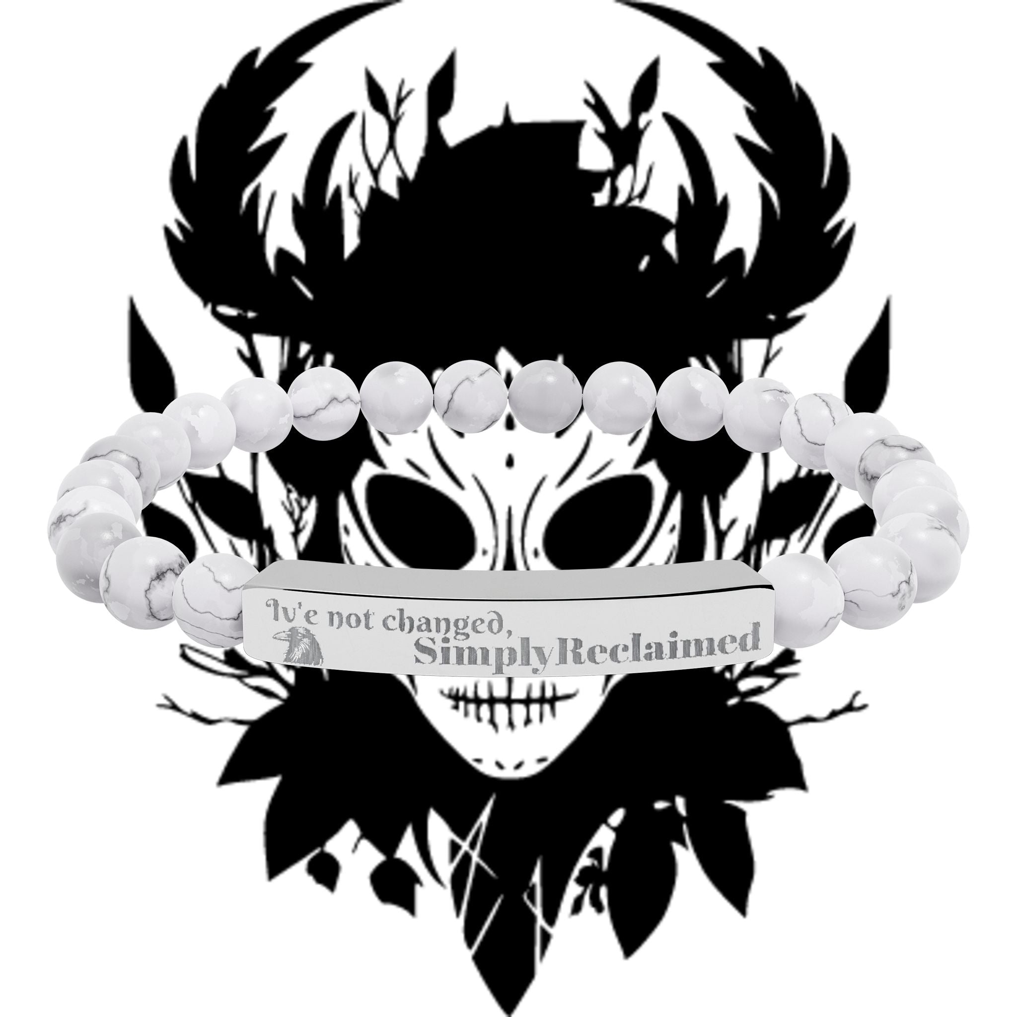 Engraved Natural Stone Bar Bracelet — Custom Inspirational Beaded Bracelet