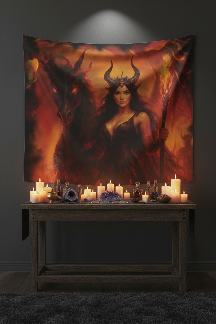 Mother of Flame Tapestry Mockup